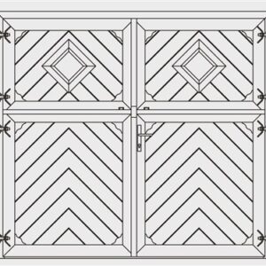 Porte d'écurie aspect chevrons, 300 Lx220 H cm,