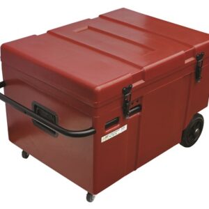 Horizontale zadelkast op wielen granaatkleurige