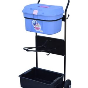 Zadelwagen met poetsbox Turquoise / Roze