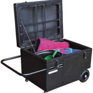 Horizontale zadelkast op wielen zwart