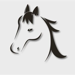 Designsticker, paardenkop zwart, ca. 40x40cm