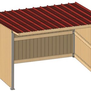 Abri 3,18x4,18 Bardage agricole Douglas 19 mm Bordeaux