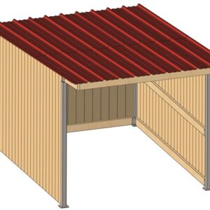 Abri 4,18x3,18 Bardage agricole Douglas 19 mm Bordeaux