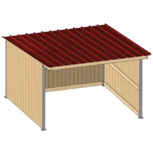 Abri 4,18x4,18 Bardage agricole Douglas 19 mm Bordeaux