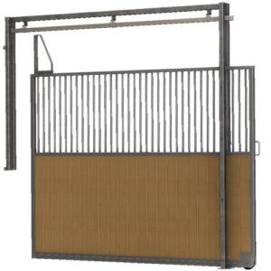 Cloison coulissante partie haute barreaudee bois Douglas