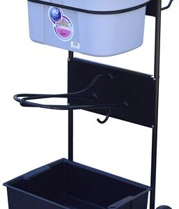 Zadelwagen met poetsbox Grijs/turquoise