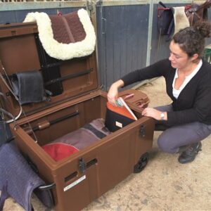 Horizontale zadelkast op wielen bruin