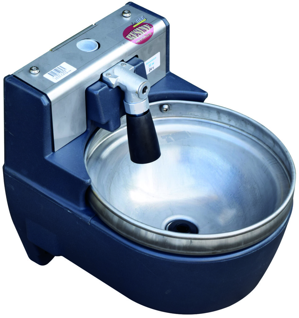 Drinkbak RESINOX II PE/INOX met buis met verwarming