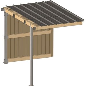 Extension abri Lg.2,09 mxP 3,18 m Planche Douglas 19mm bac acier Gris