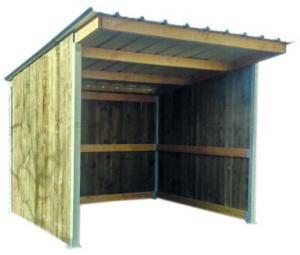 Schuilstal 3,18×3,18 leisteen dak en Douglas hout 32mm