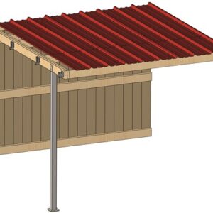 Extension d'abri 3,09x3,18 Bardage agricole Douglas 19 mm Bordeaux